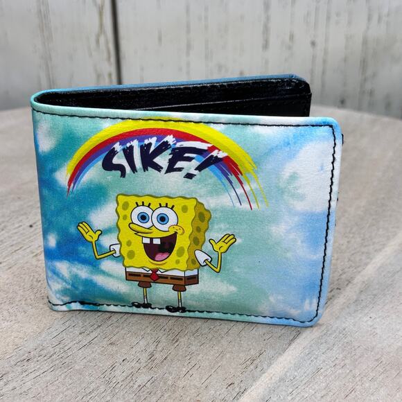 NIB Spongebob Mens Billfold Wallet SIKE Rainbow Tie Dye Nickleodeon Buckle Down - Picture 2 of 10